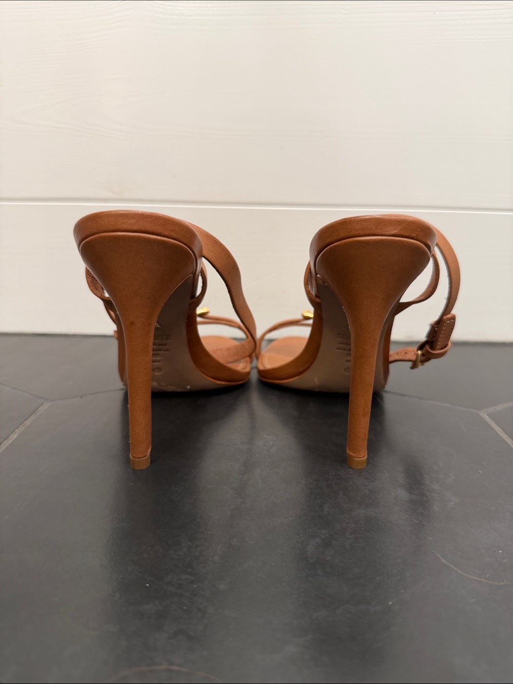 SCHUTZ Tan Leather Ankle Strap Sandals - Picture 7 of 9